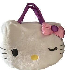 Hello Kitty Sanrio Large Plush Tote Bag purse purple pink bow dopamine kawaii